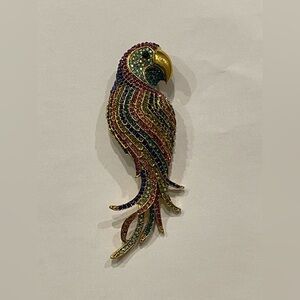 Vibrant Crystal Parrot Brooch